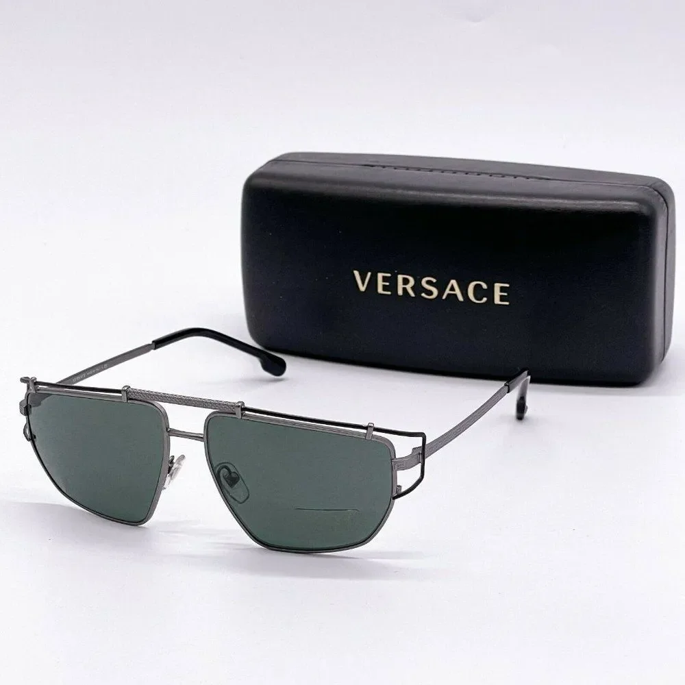L.E. Versace Gunmetal 57mm Sunglasses